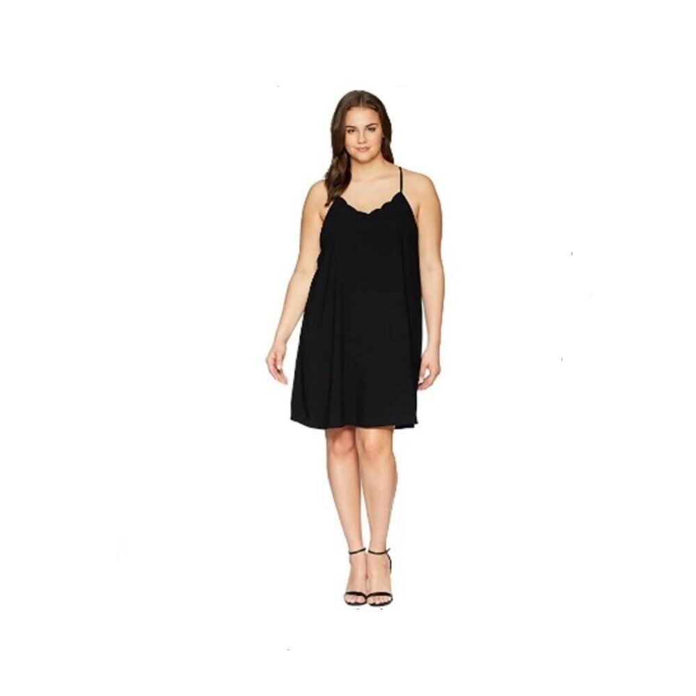 Kari Lyn Plus Size Carlee Spaghetti Strap Scalloped Dress Black Size 3XL 2155